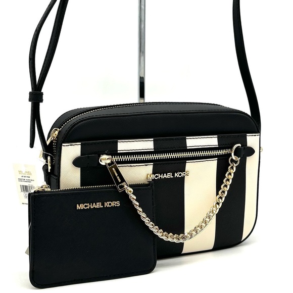 Michael Kors Large EW Zip Chain Xbody Crossbody Bag & TZ Coinpouch w/ID Black - Picture 3 of 15